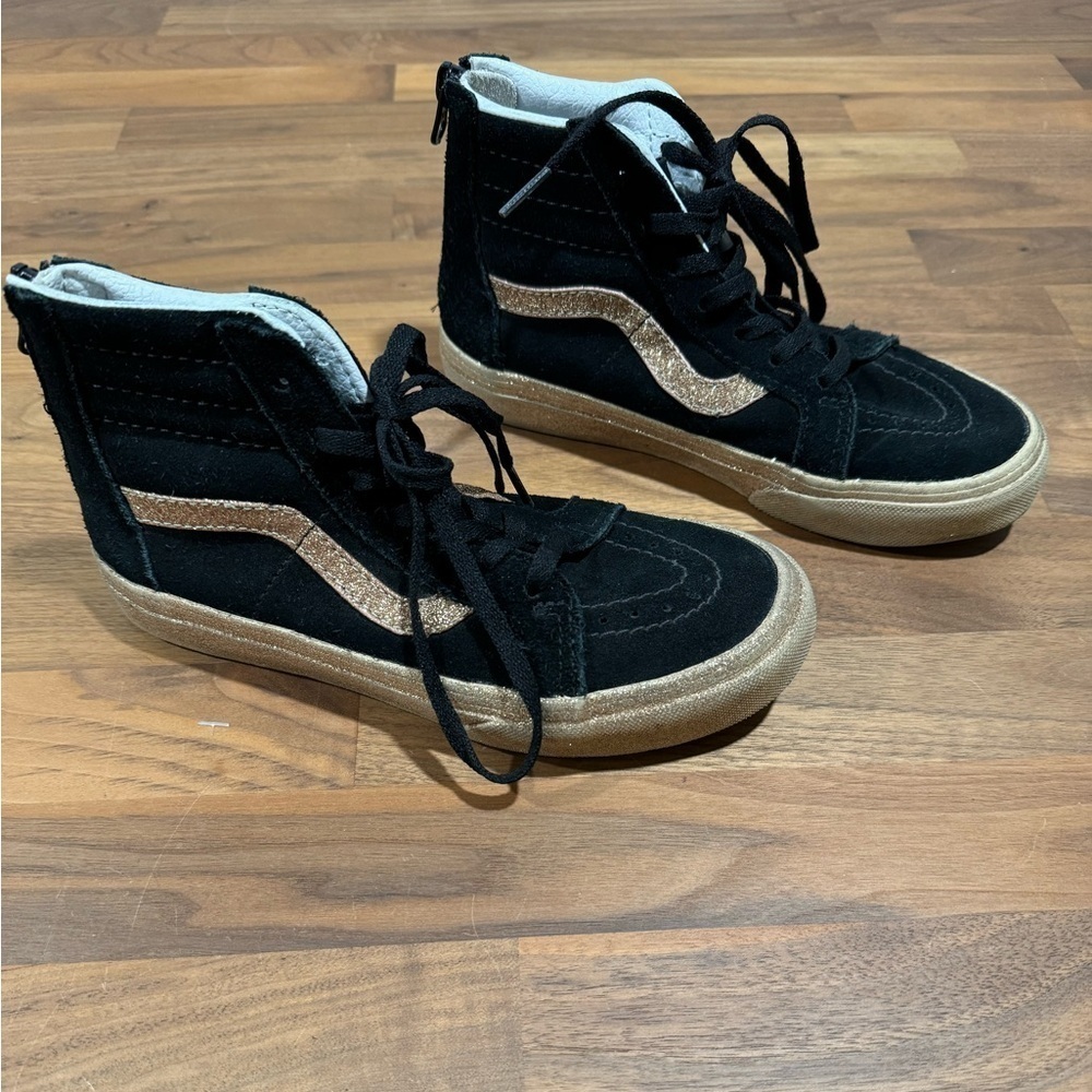 VANS Kids SK8-Hi Zip Party Glitter - Black/Gold - Children Shoes size 3